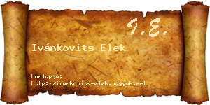 Ivánkovits Elek névjegykártya