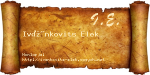 Ivánkovits Elek névjegykártya
